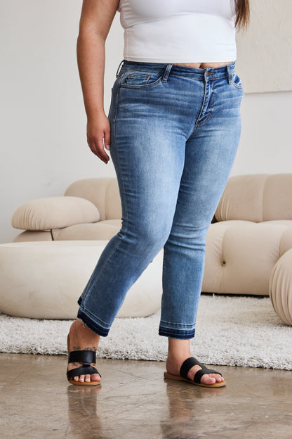 Judy Blue Full Size Release Hem Cropped Bootcut Jeans