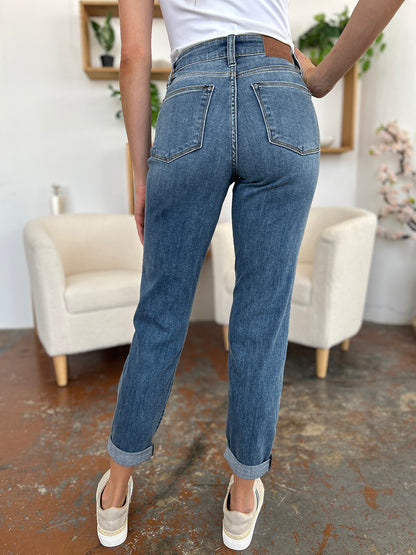 Judy Blue Full Size Cuffed Hem Low Waist Slim Jeans