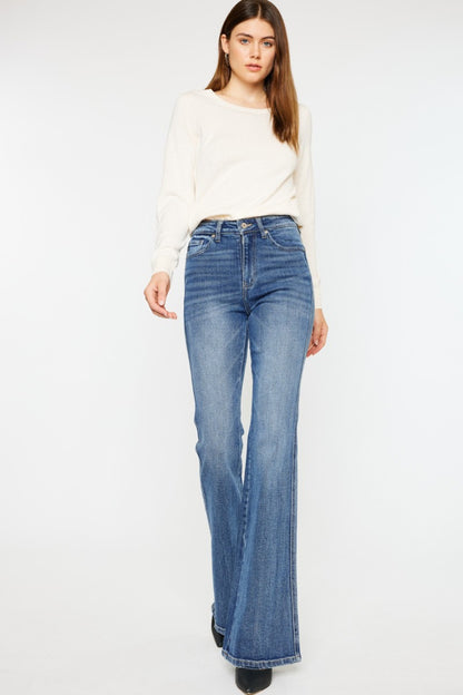 Kancan Cat's Whiskers High Waist Flare Jeans - Myfave Denim