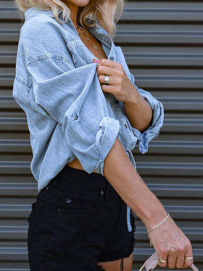 Tie Detail Denim Top - Myfave Denim