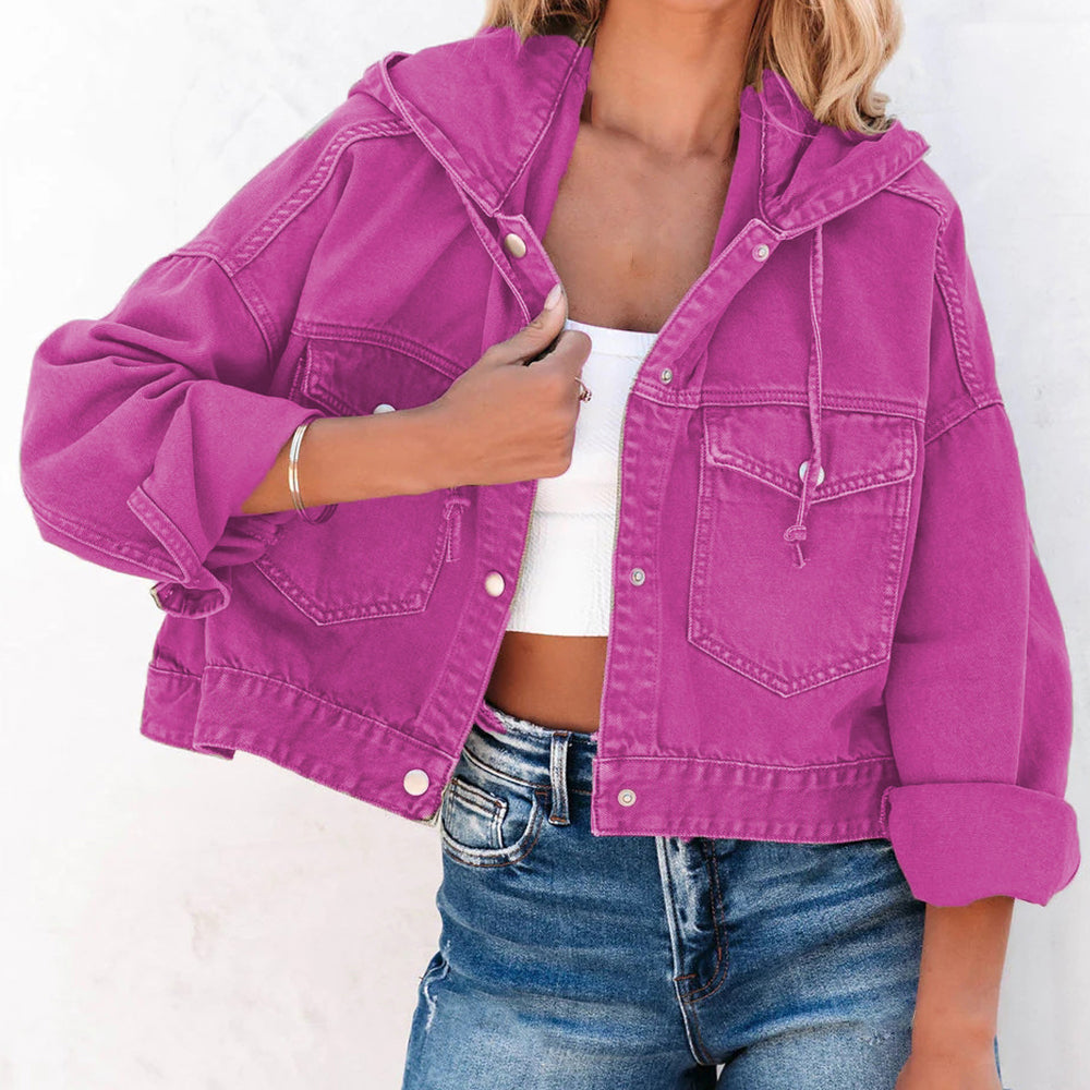 Hooded Dropped Shoulder Denim Jacket - Myfave Denim