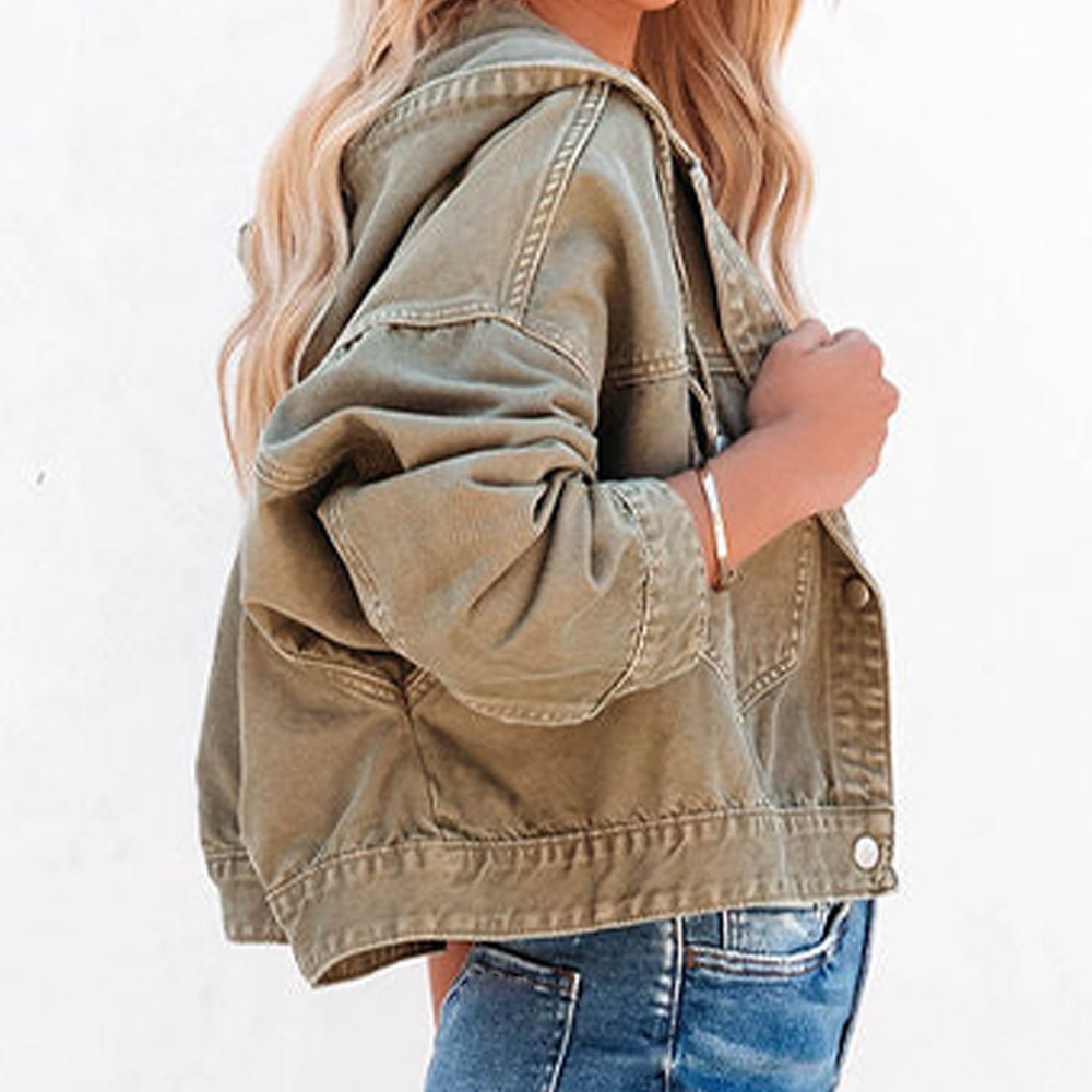 Hooded Dropped Shoulder Denim Jacket - Myfave Denim