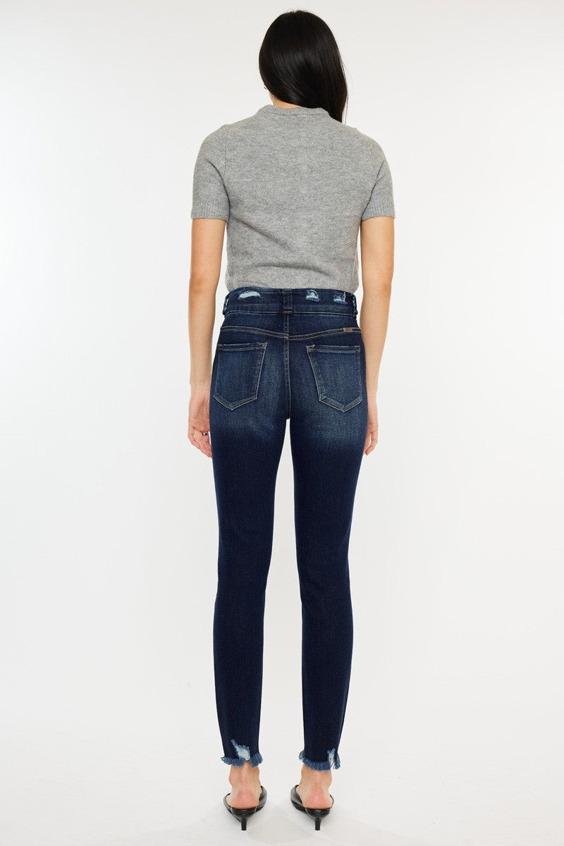 Kancan Full Size Cat's Whiskers Raw Hem High Waist Jeans - Myfave Denim