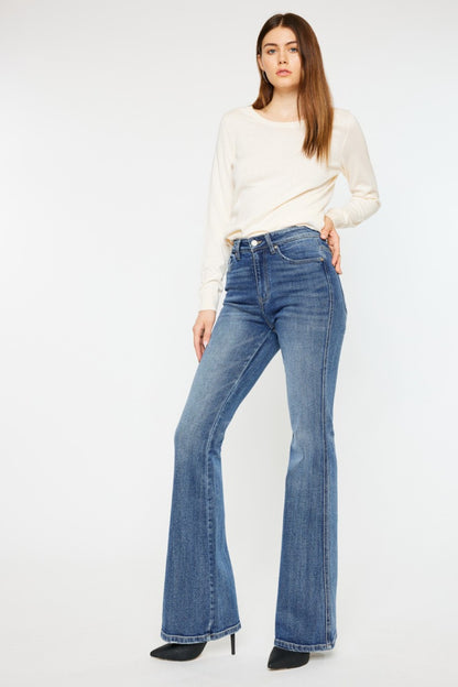 Kancan Cat's Whiskers High Waist Flare Jeans - Myfave Denim