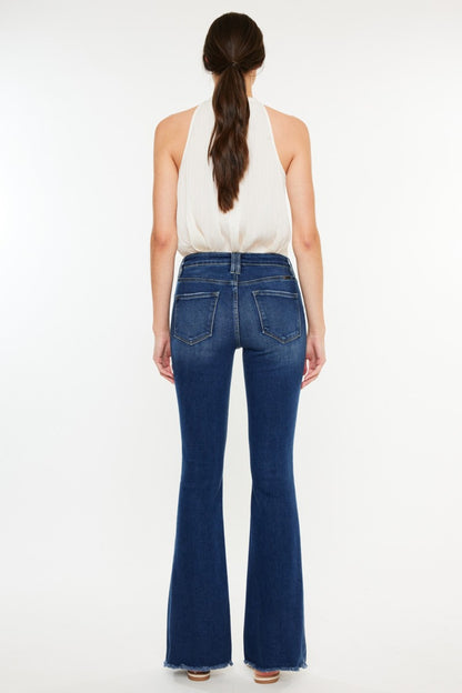 Kancan Cat's Whiskers Raw Hem Flare Jeans - Myfave Denim