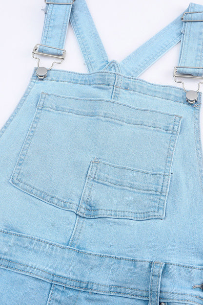 Distressed Denim Overalls with Pockets - Myfave Denim