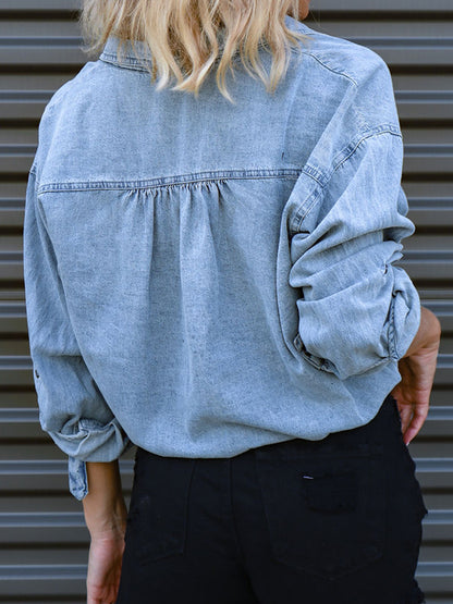 Tie Detail Denim Top - Myfave Denim